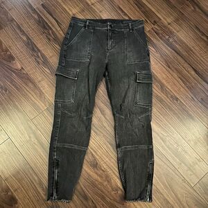 All Saints Duran skinny cargo jeans raw hem black 32